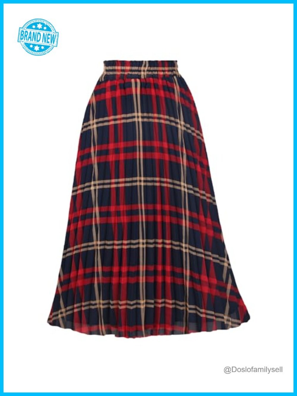 Pleated A-Line High Waist Flowy Midi Skirt Wrinkle Resistant Polyester